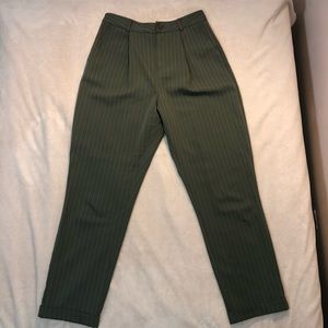 Olive Green Pinstripe Pants